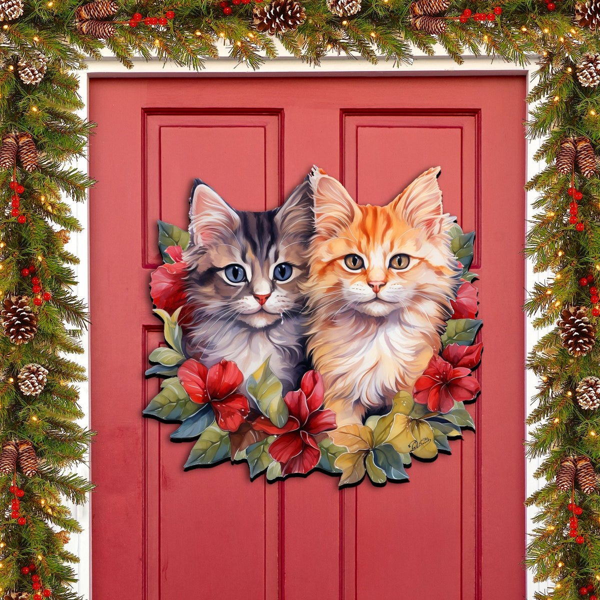 Cute Kittens Holiday Door Decor Wall Decor by G. Debrekht - Pets Decor - 8611091H