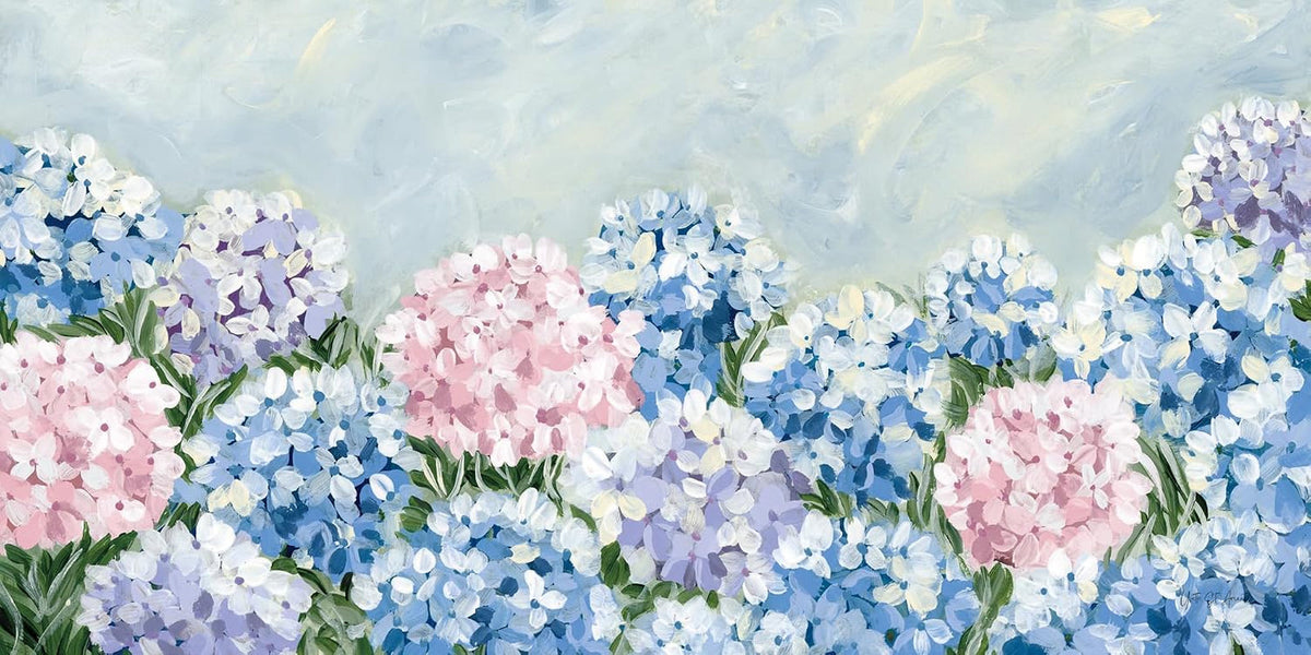 Blue Pink Hydrangea Canvas Wall Art 20x40InchGiclee