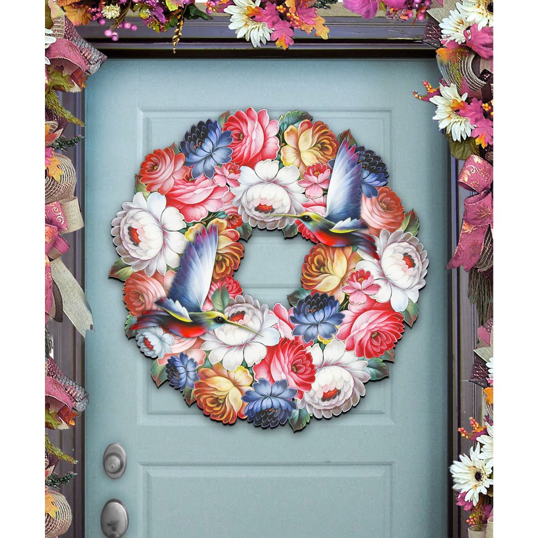 Birdy Floral Holiday Door Wreath by G. DeBrekht - Easter Spring Decor - 8185312H