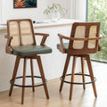 Swivel Counter Stools Set of Two with Rattan Back