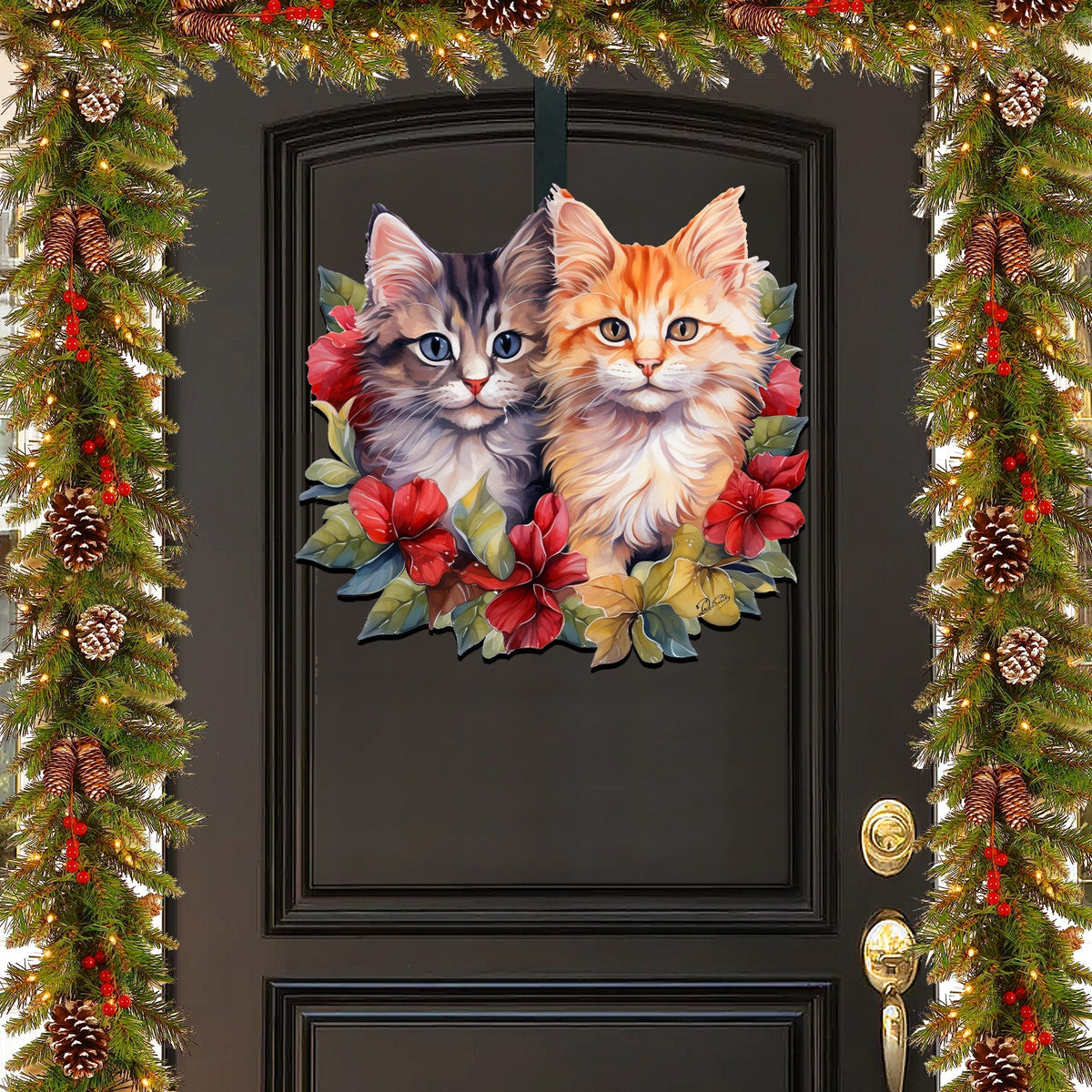 Cute Kittens Holiday Door Decor Wall Decor by G. Debrekht - Pets Decor - 8611091H