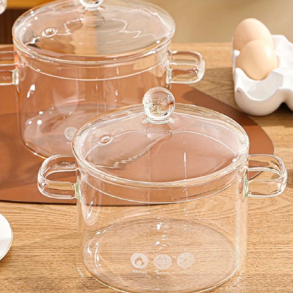 NNETM Amber Glass Soup Pot with Lid