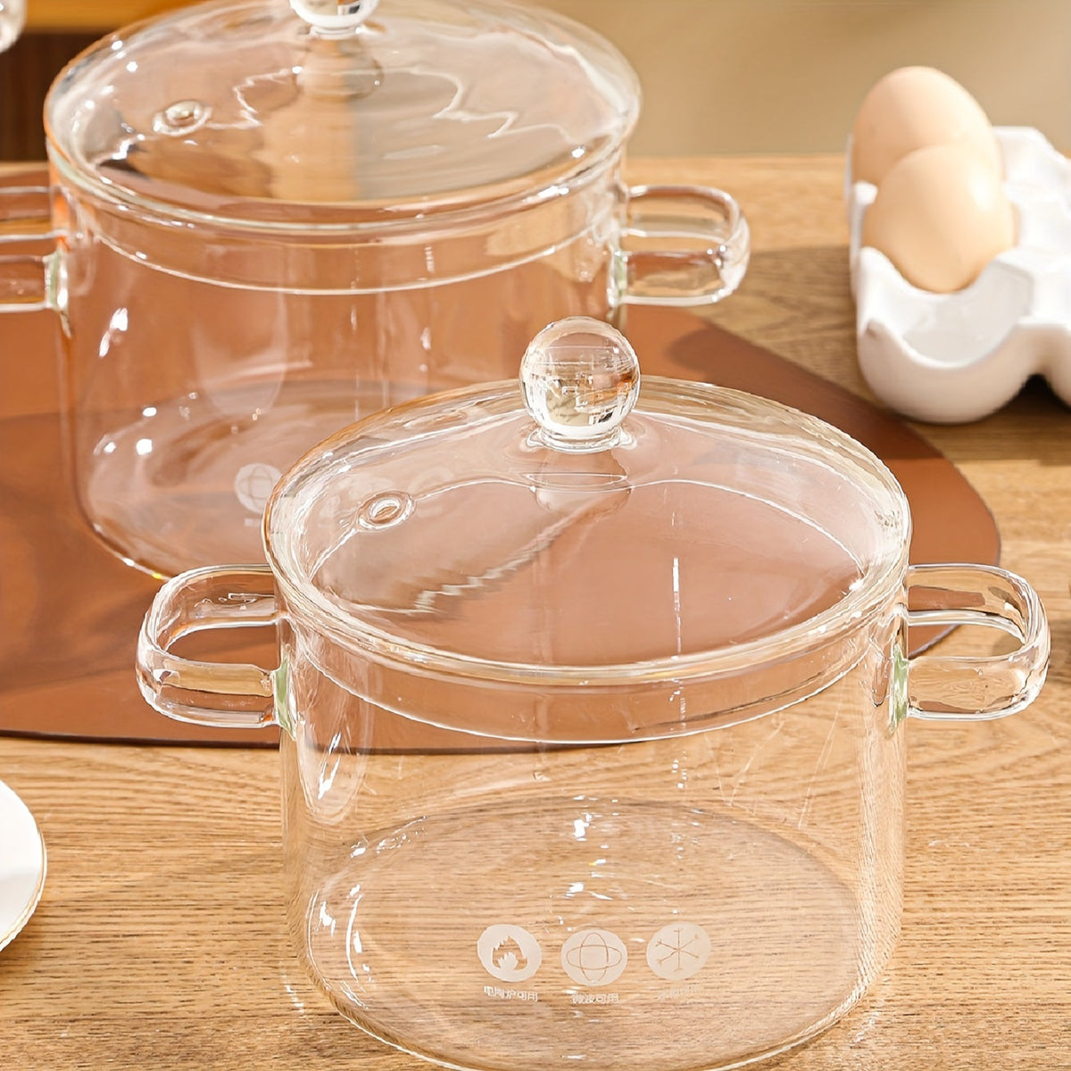 NNETM Amber Glass Soup Pot with Lid