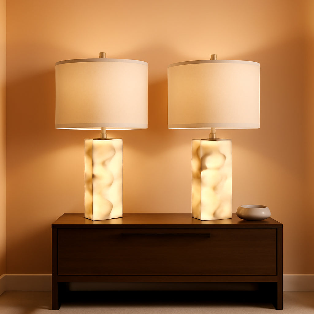 23Inch White Alabaster Nightlight Table Lamps Decor