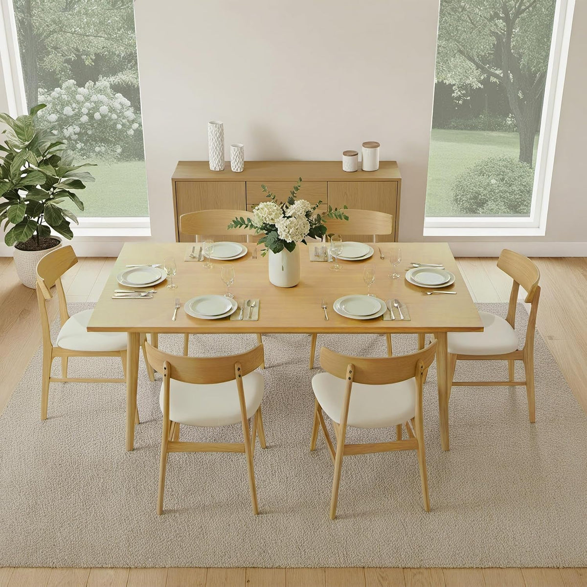 Upholstered Wooden Dining Chairs Set of 4