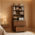 Brown Farmhouse Two Drawer Filing Cabinet Organizer