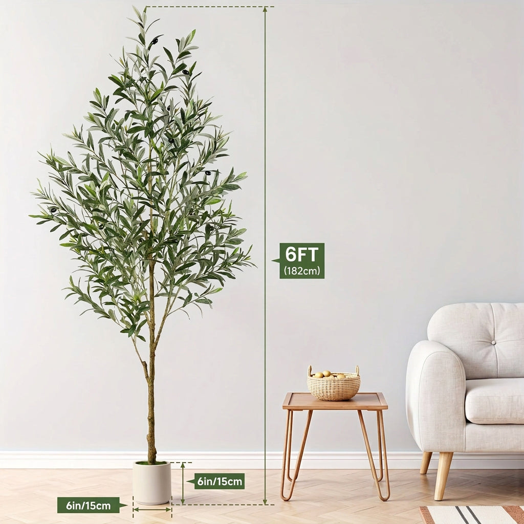 180CM Artificial Olive Tree with White Planter Faux Silk Plant