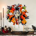 Gothic Horror Wreath Skeleton Pumpkin Halloween Decor