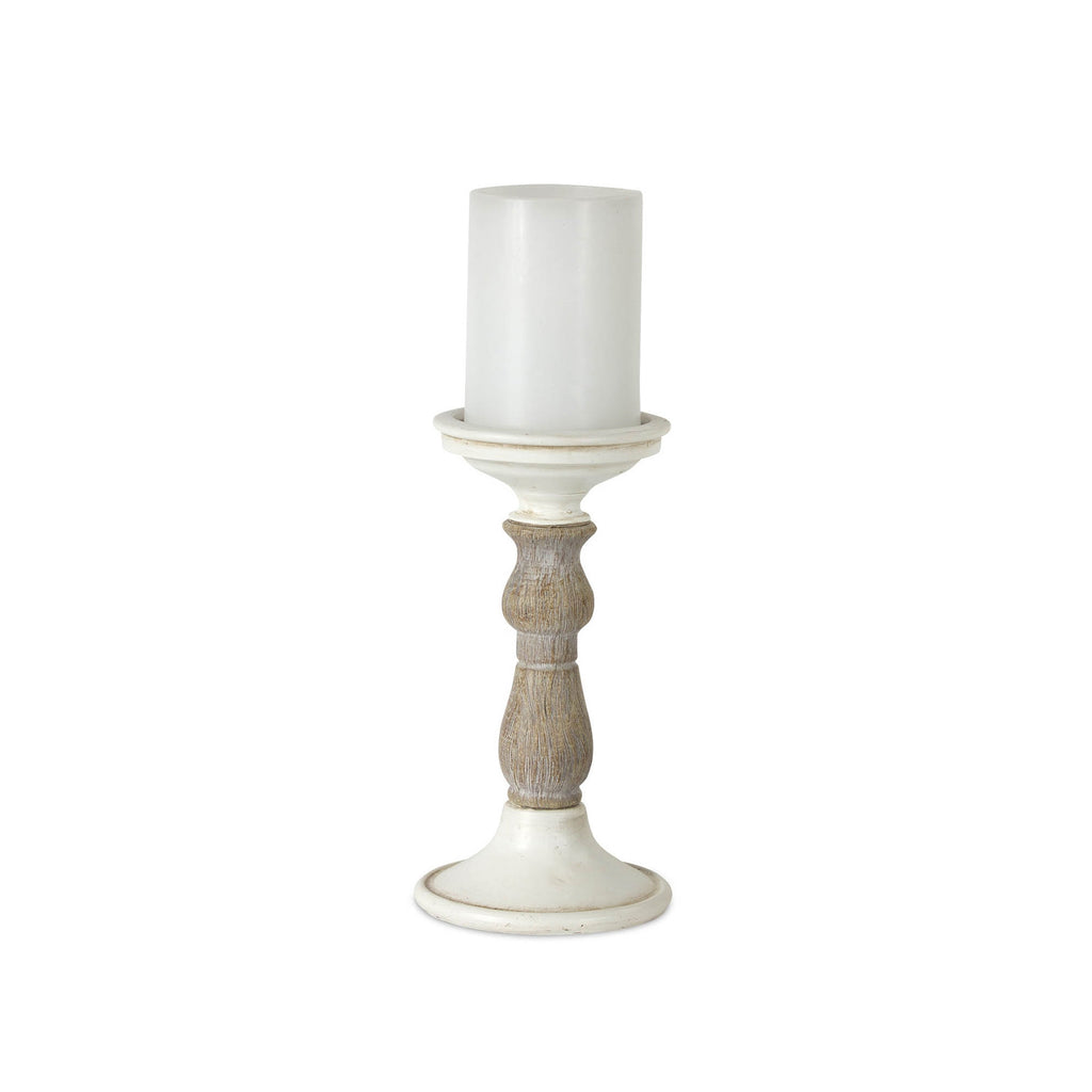 Ivory Candle Holder with Wood Accent (Set of 3)