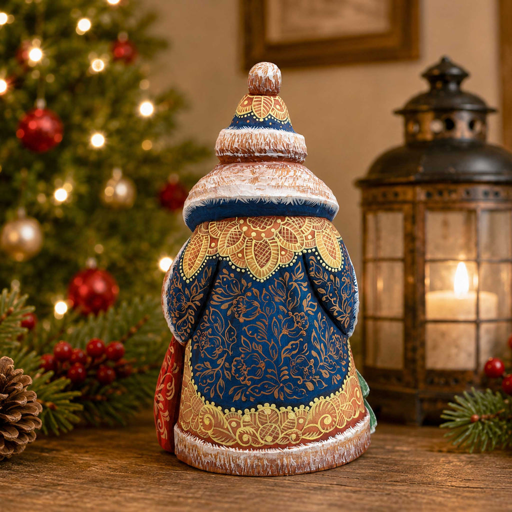 Snowman Christmas Santa Hand-Carved Wooden Figurine-  Hand-Painted WOODCARVED Masterpiece Figurine by G. DeBrekht - Christmas Decor - 8203027