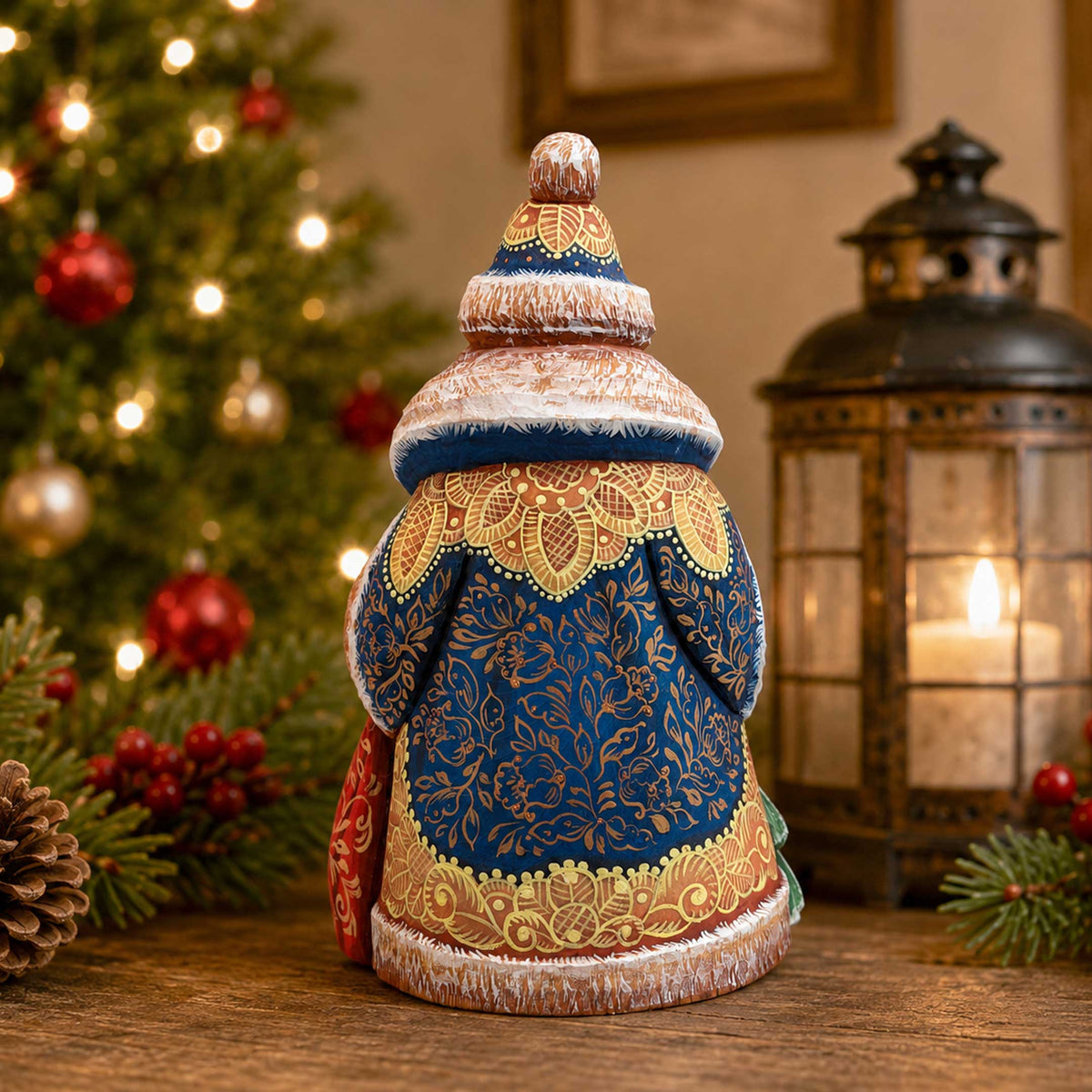 Snowman Christmas Santa Hand-Carved Wooden Figurine-  Hand-Painted WOODCARVED Masterpiece Figurine by G. DeBrekht - Christmas Decor - 8203027