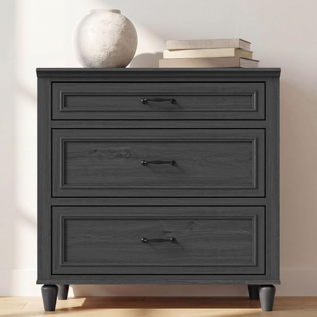 Black Grey Three Drawer Bedroom Storage Organizers