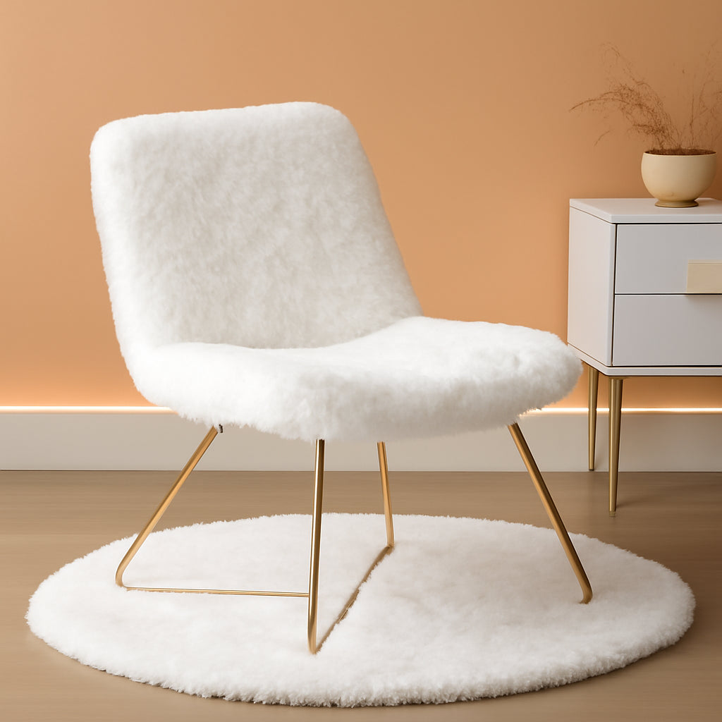 Faux Fur Upholstered Ergonomic Highback Recliner Chair