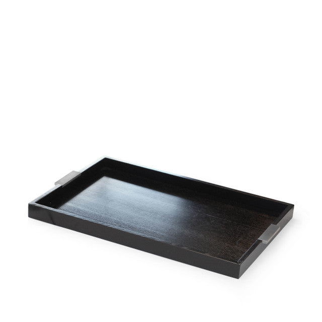 Craster Black Modern Tray with Steel Handles SKU: TA_CMSSBO