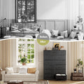 Black Fabric Dresser With Deep Drawers 52 Inches Tall