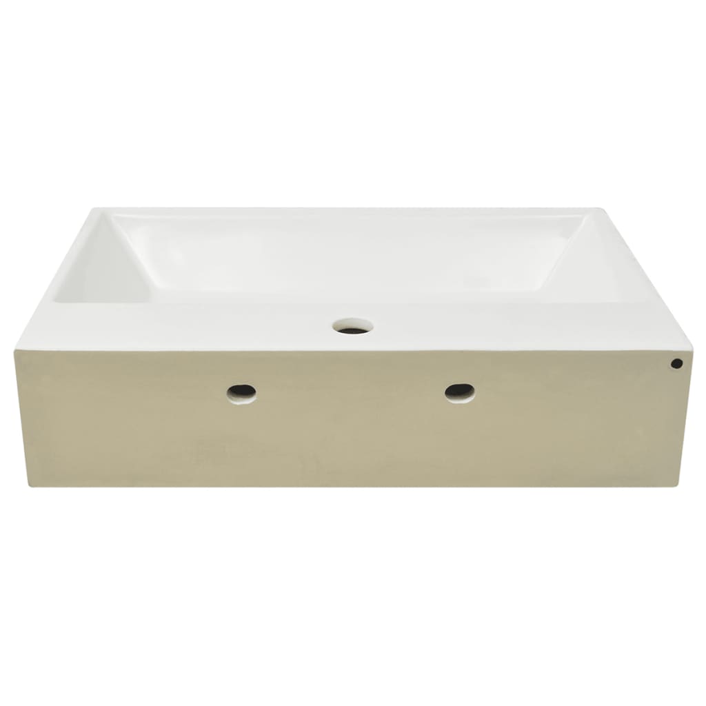 NNEVL Basin with Faucet Hole Ceramic White 60.5x42.5x14.5 cm