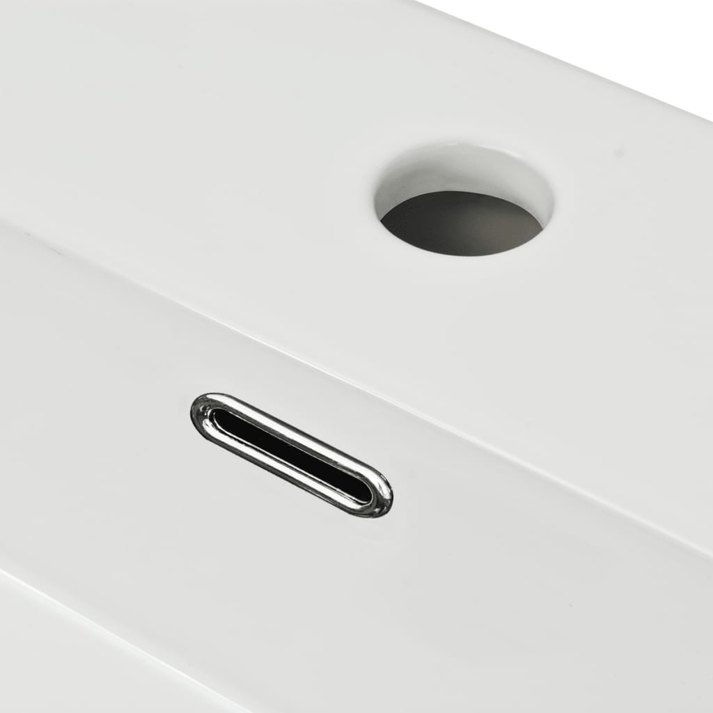 NNEVL Basin with Faucet Hole Ceramic White 60.5x42.5x14.5 cm