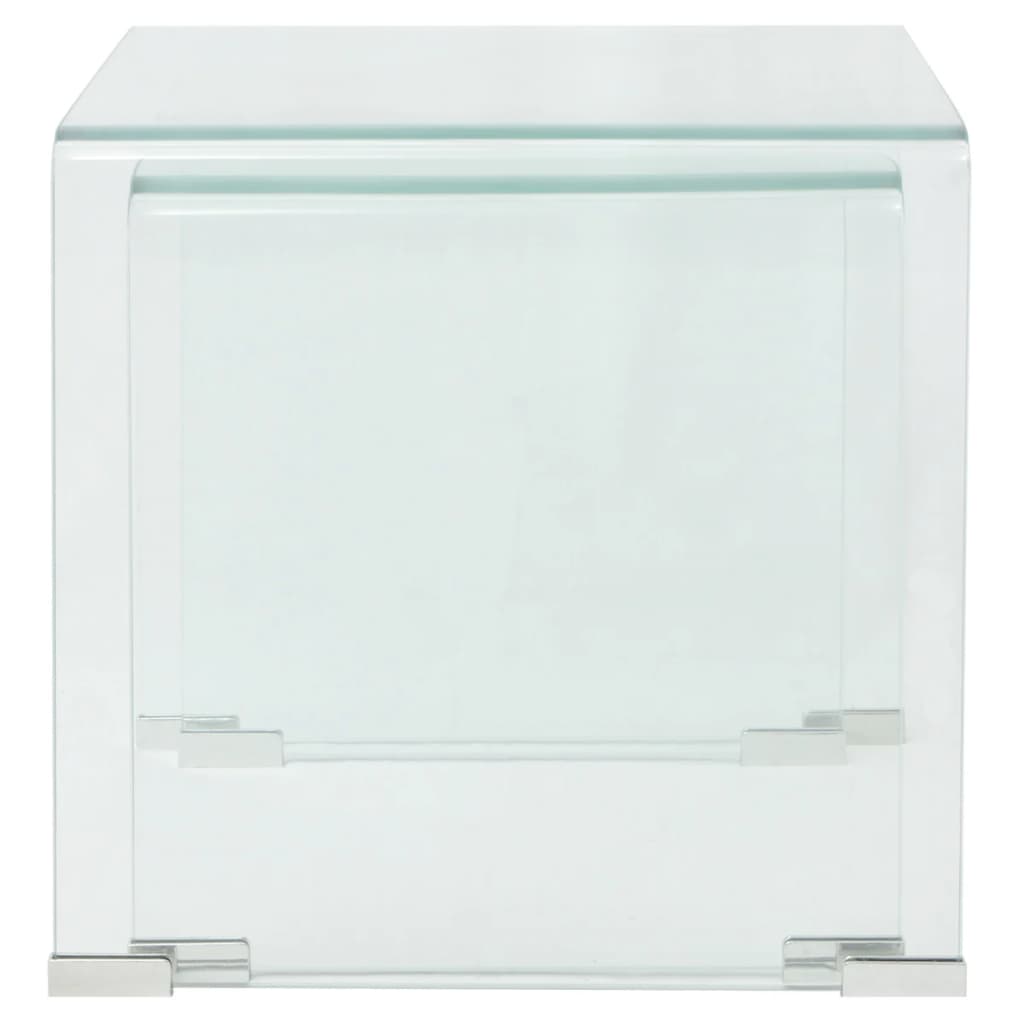 NNEVL Two Piece Nesting Table Set Tempered Glass Clear