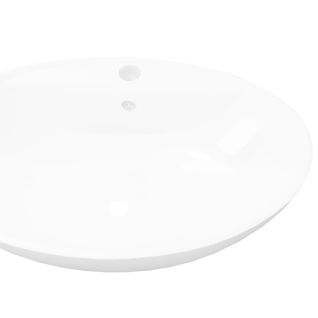 NNEVL Luxury Ceramic Basin Oval with Overflow and Faucet Hole
