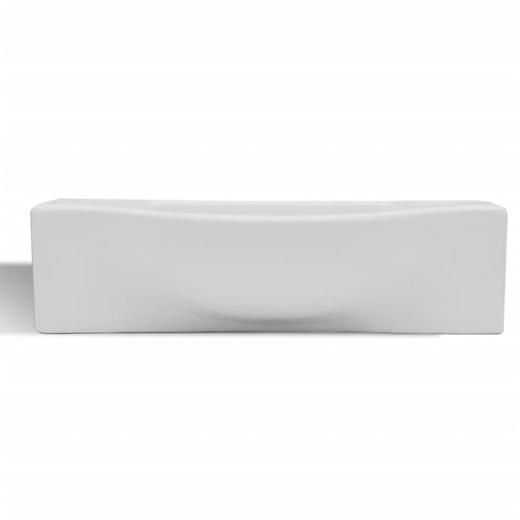 NNEVL Ceramic Bathroom Sink Basin with Faucet Hole White