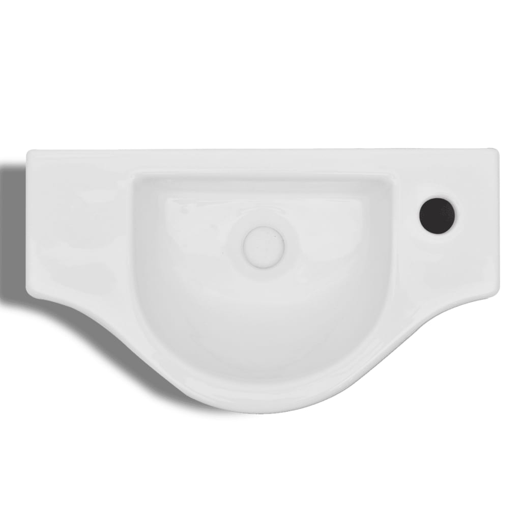 NNEVL Ceramic Bathroom Sink Basin with Faucet Hole White