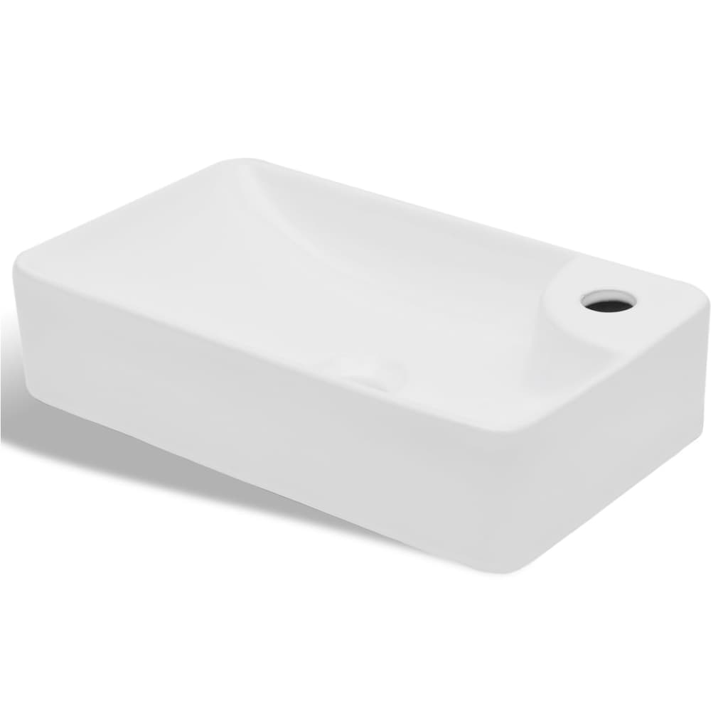 NNEVL Ceramic Bathroom Sink Basin with Faucet Hole White