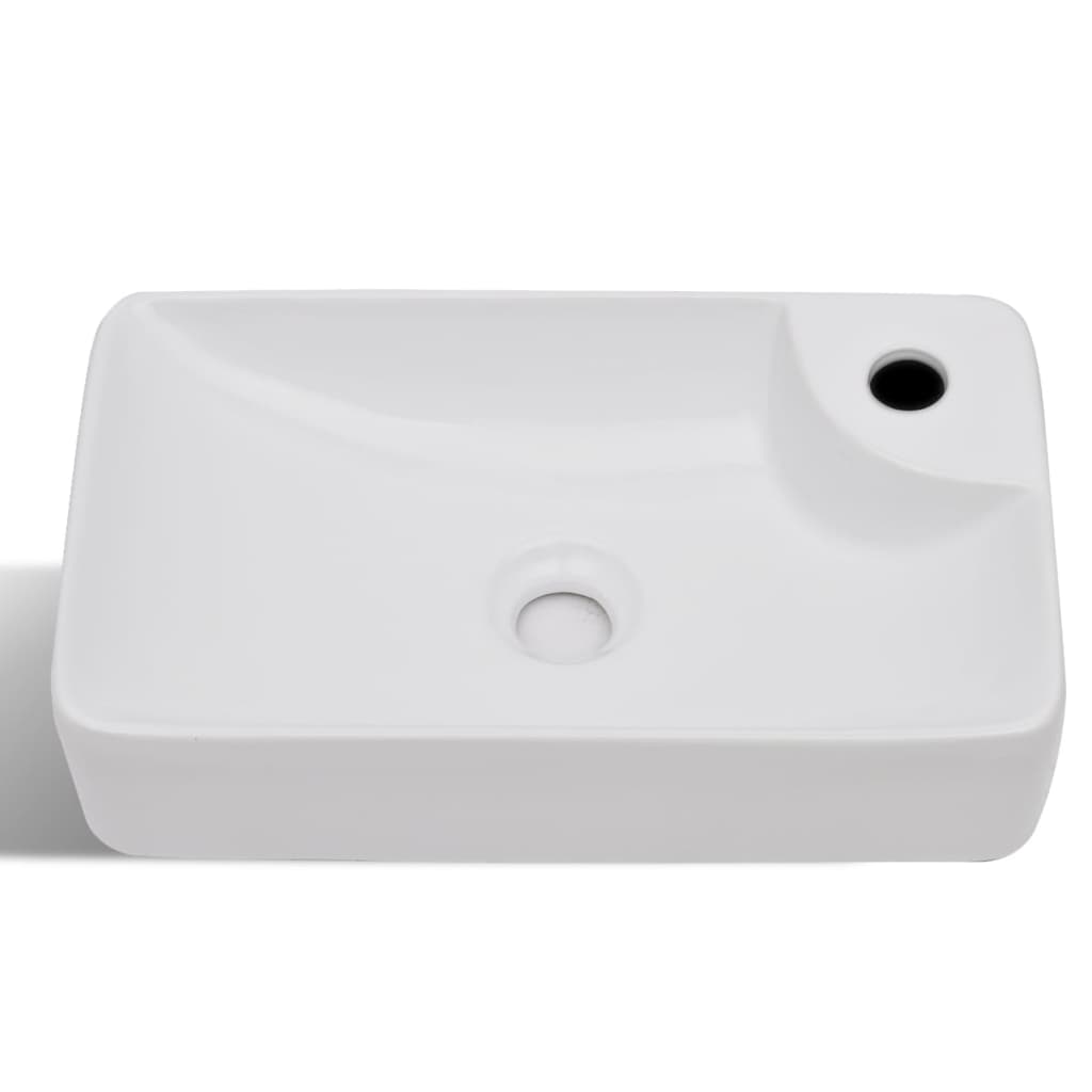 NNEVL Ceramic Bathroom Sink Basin with Faucet Hole White