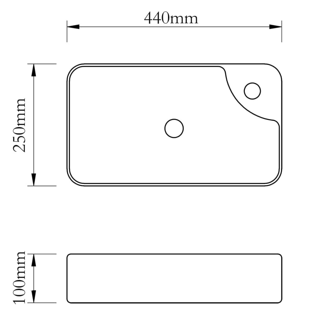 NNEVL Ceramic Bathroom Sink Basin with Faucet Hole White