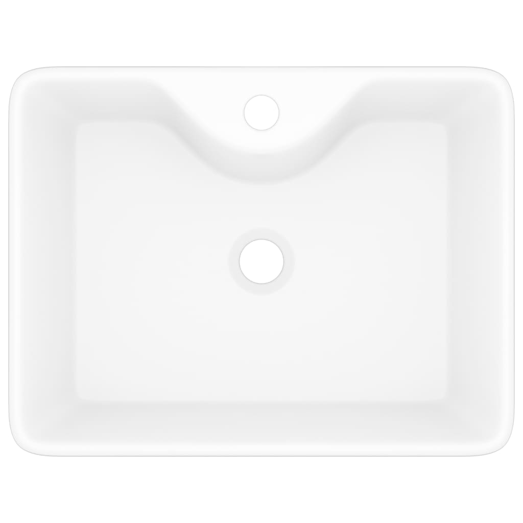 NNEVL Ceramic Bathroom Sink Basin with Faucet Hole White Square