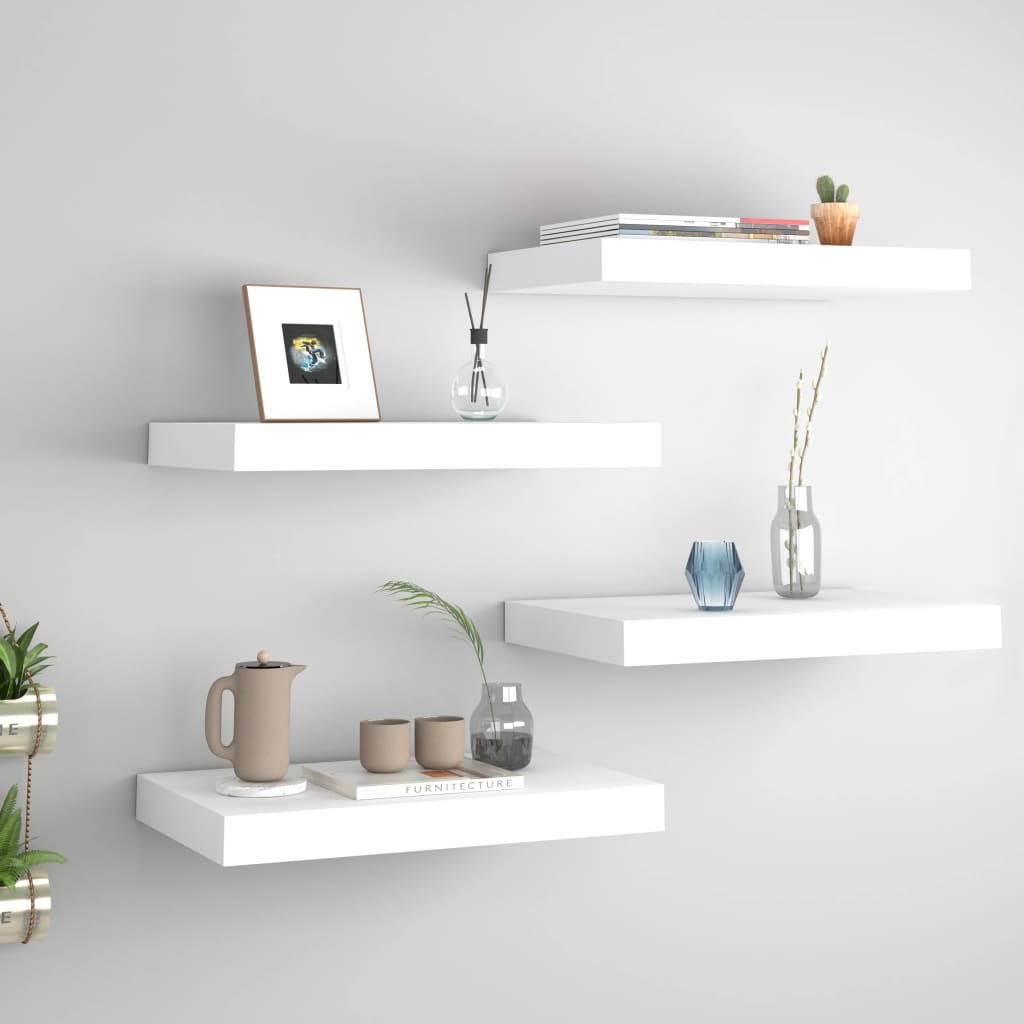 NNEVL Floating Wall Shelves 4 pcs White 40x23x3.8 cm MDF
