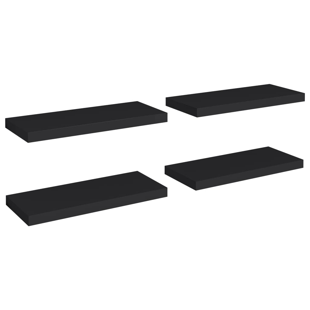 NNEVL Floating Wall Shelves 4 pcs Black 60x23.5x3.8 cm MDF