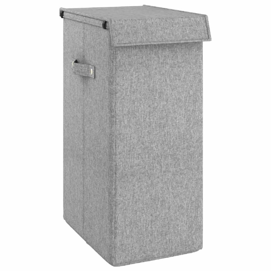 NNEVL Foldable Laundry Hamper Grey 26x34.5x59.5 cm Faux Linen Fabric