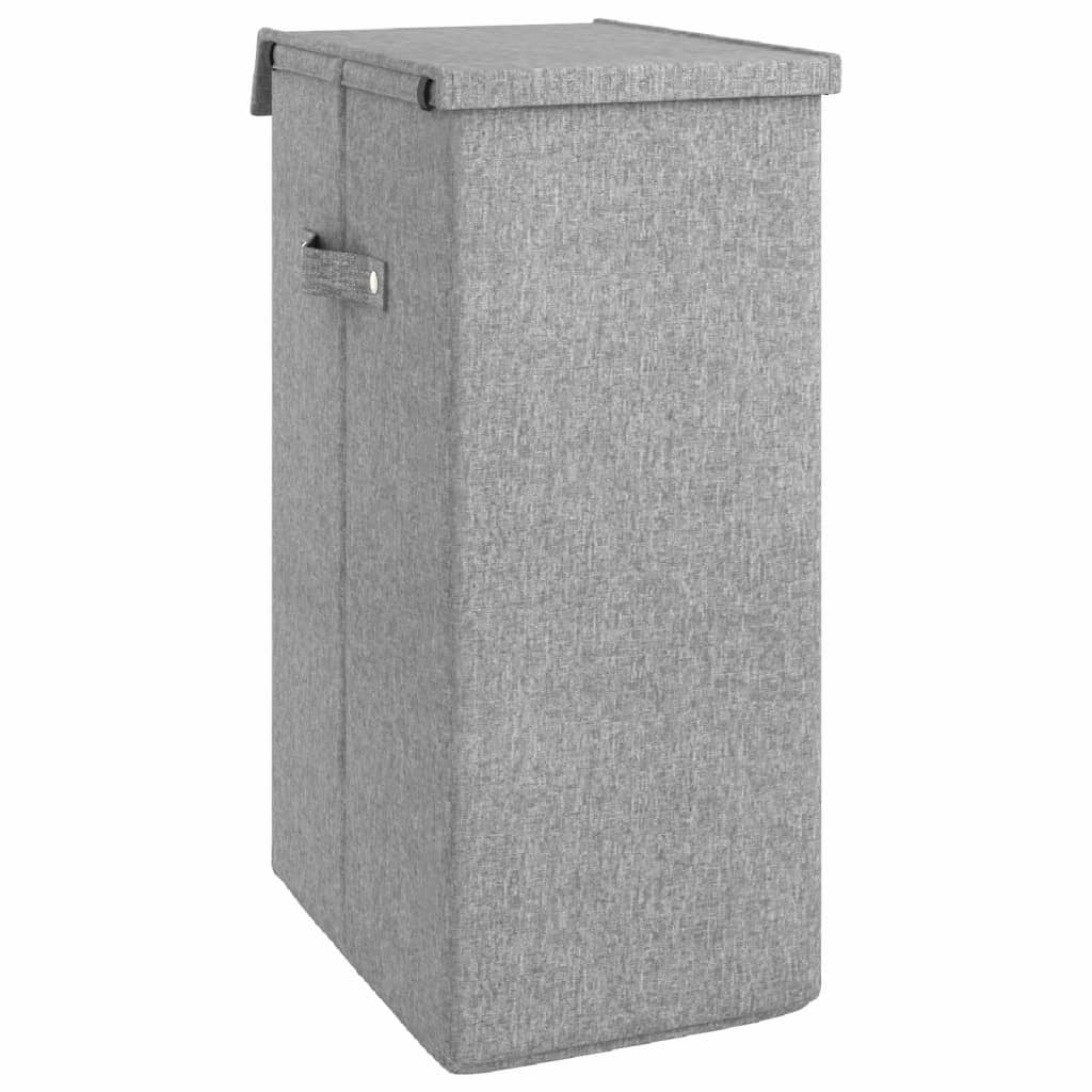 NNEVL Foldable Laundry Hamper Grey 26x34.5x59.5 cm Faux Linen Fabric