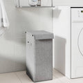 NNEVL Foldable Laundry Hamper Grey 26x34.5x59.5 cm Faux Linen Fabric