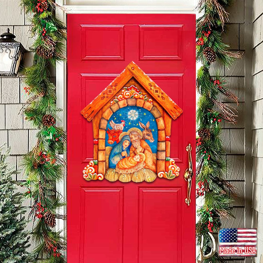 Village Nativity Door Decor by G. DeBrekht - Nativity Holiday Decor - 8152630H