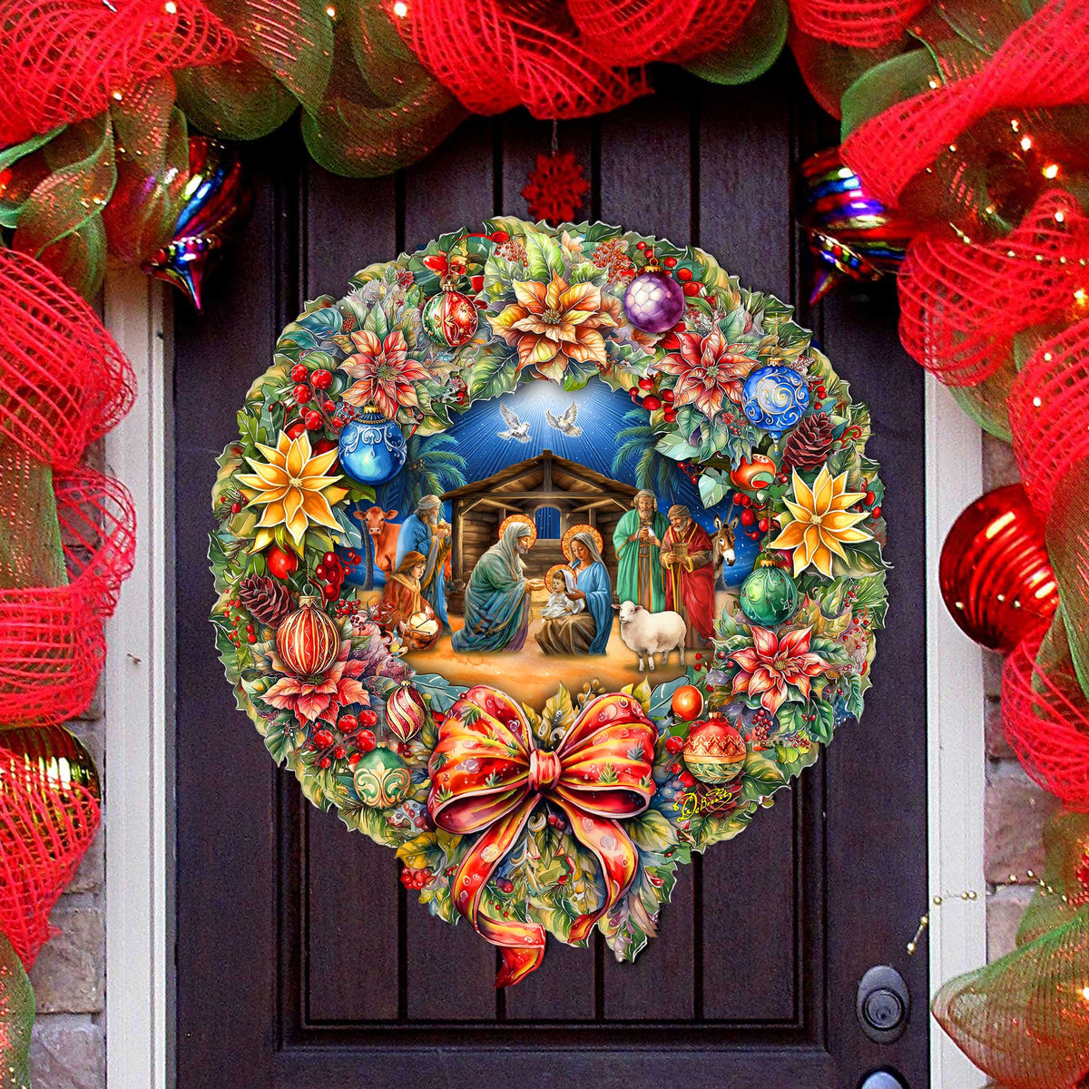 Nativity Wreath Holiday Door Decor by G. Debrekht - Nativity Holiday Decor - 8652805H