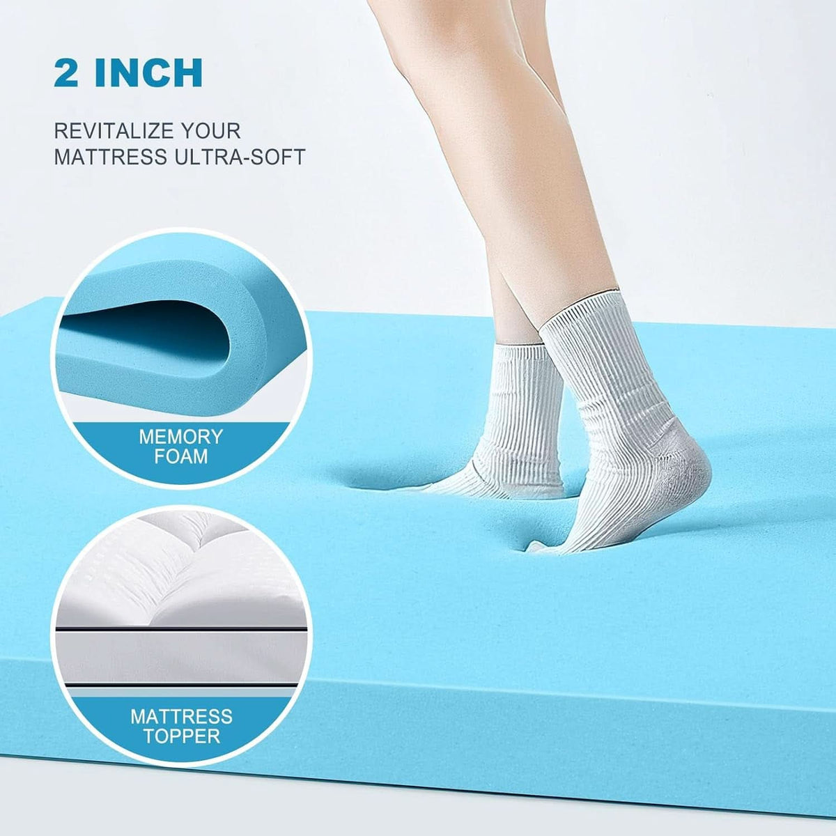 4 Inch Dual Layer Gel Memory Foam Mattress Topper