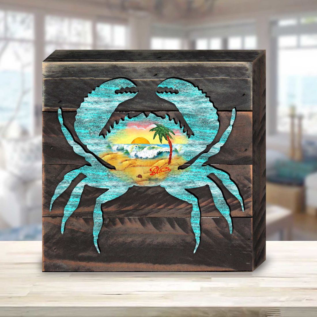 Coastal Crab Wooden Decor by G. DeBrekht - Coastal Holiday Decor - 8198511B