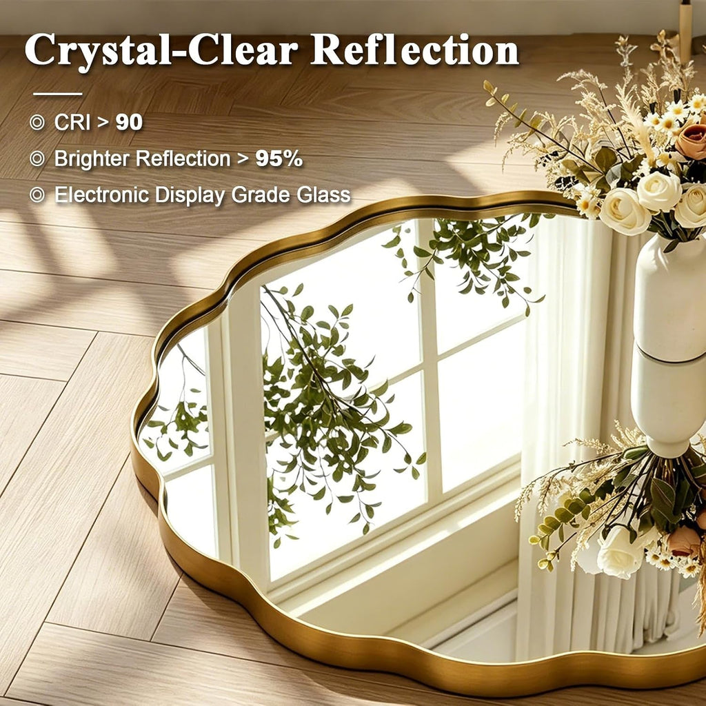 30-Inch Brushed Gold Rustproof Round Wall Mirror