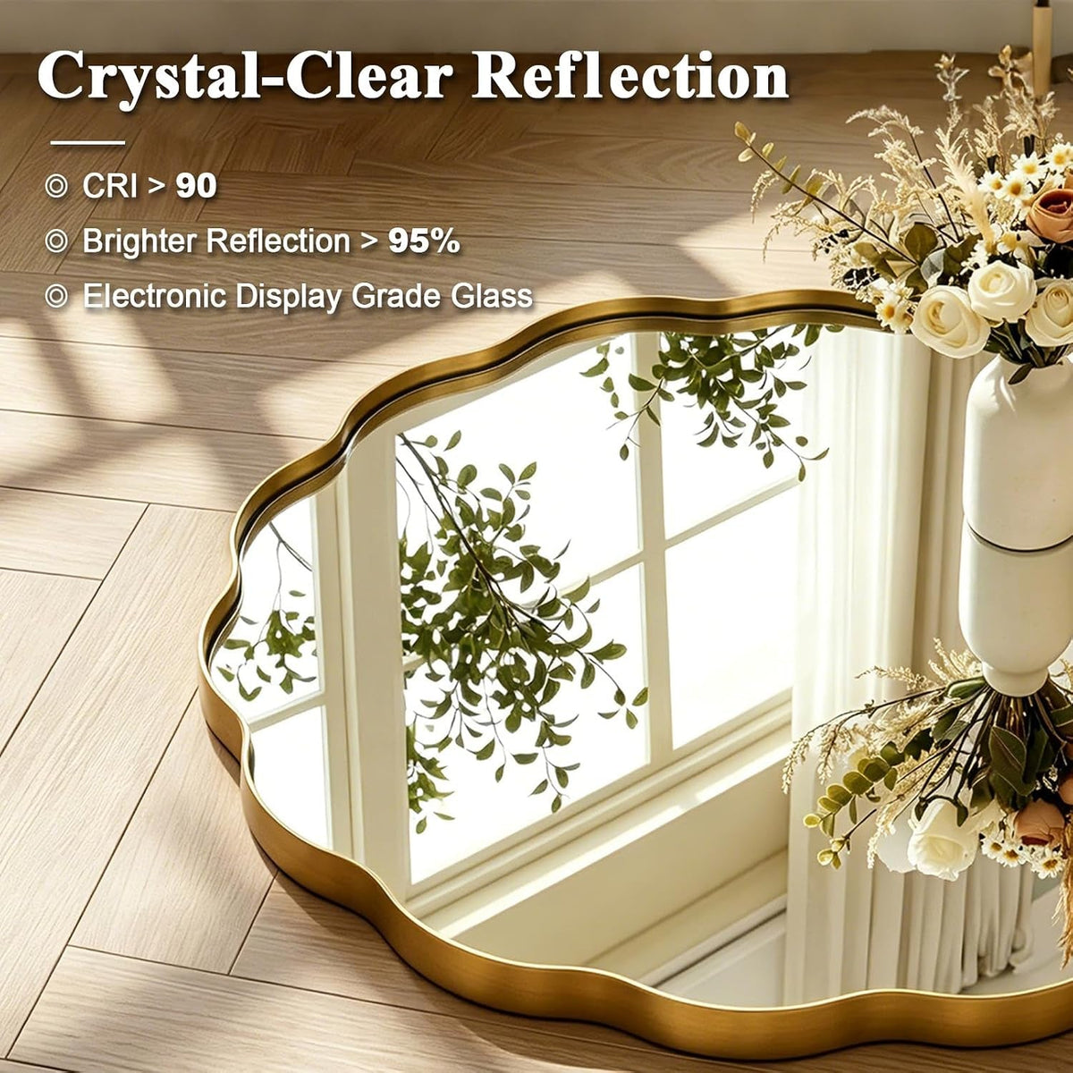 30-Inch Brushed Gold Rustproof Round Wall Mirror