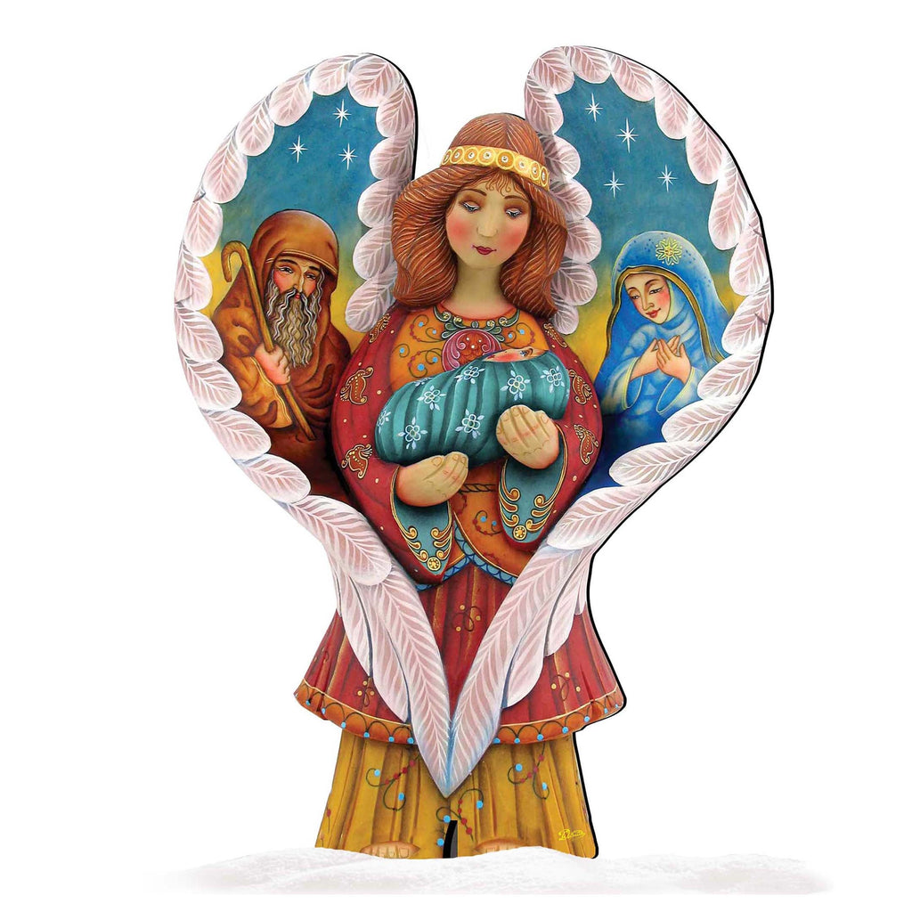 Holy Family Angel Outdoor Decor by G. DeBrekht - Nativity Holiday Decor - 8154107F