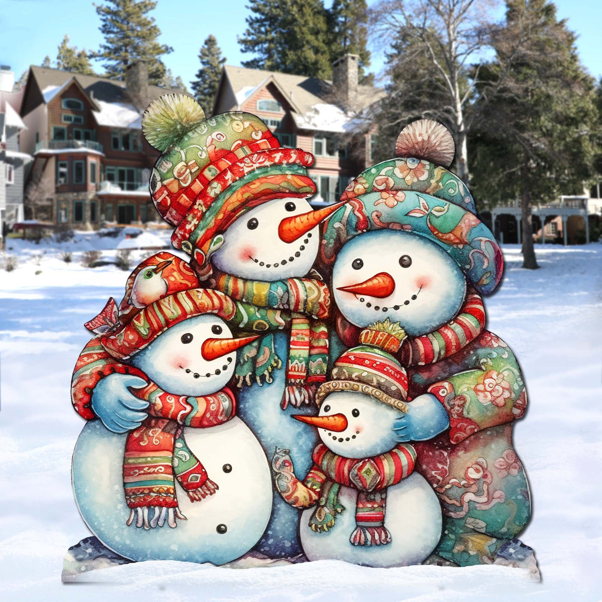 Snowman Family Outdoor Decor by G. Debrekht - Christmas Santa Snowman Decor - 8611057F