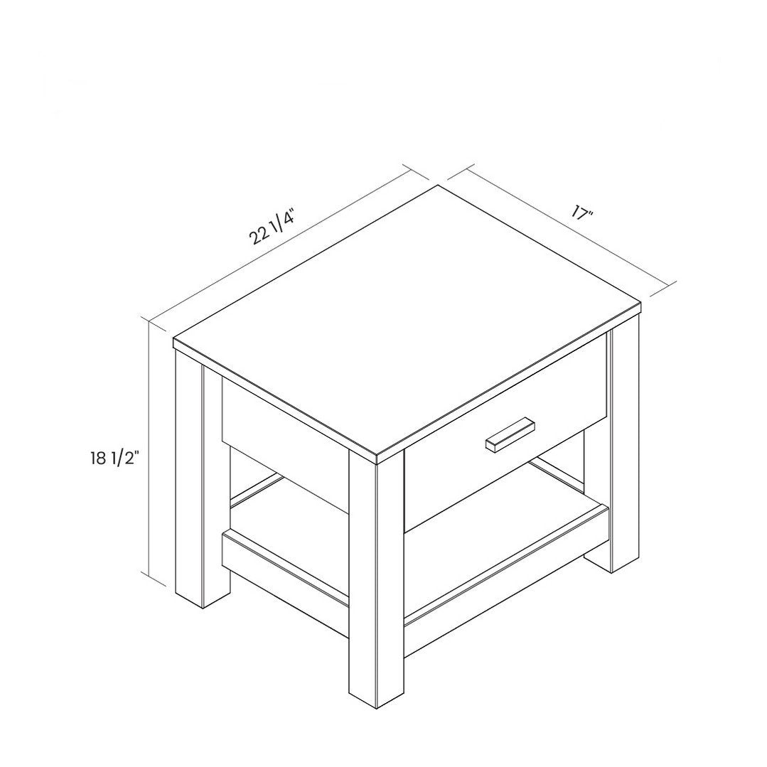 FarmHouse Traditional Rustic Acacia 1 Drawer Nightstand