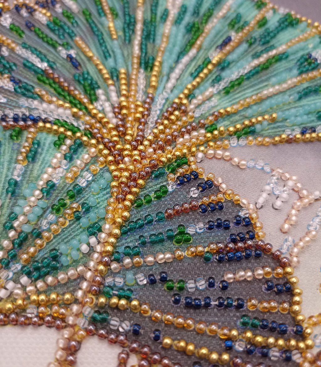 Emerald Leaves Ginkgo Mid-Sized Bead Embroidery Kit by Abris Art AMB-087