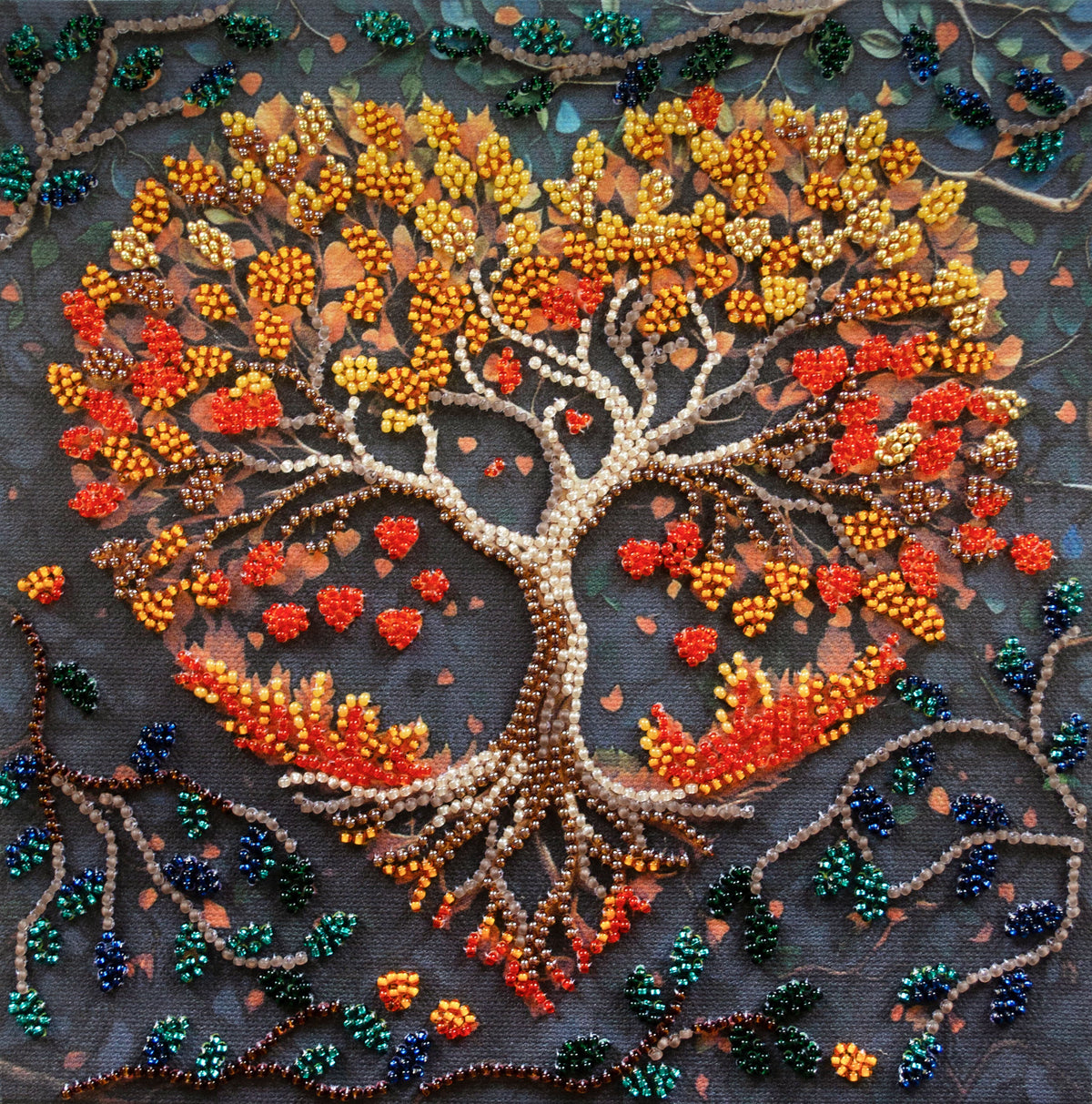 Warm Feelings Autumn Tree of Life Mid-Sized Bead Embroidery Kit by Abris Art AMB-119