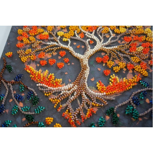 Warm Feelings Autumn Tree of Life Mid-Sized Bead Embroidery Kit by Abris Art AMB-119