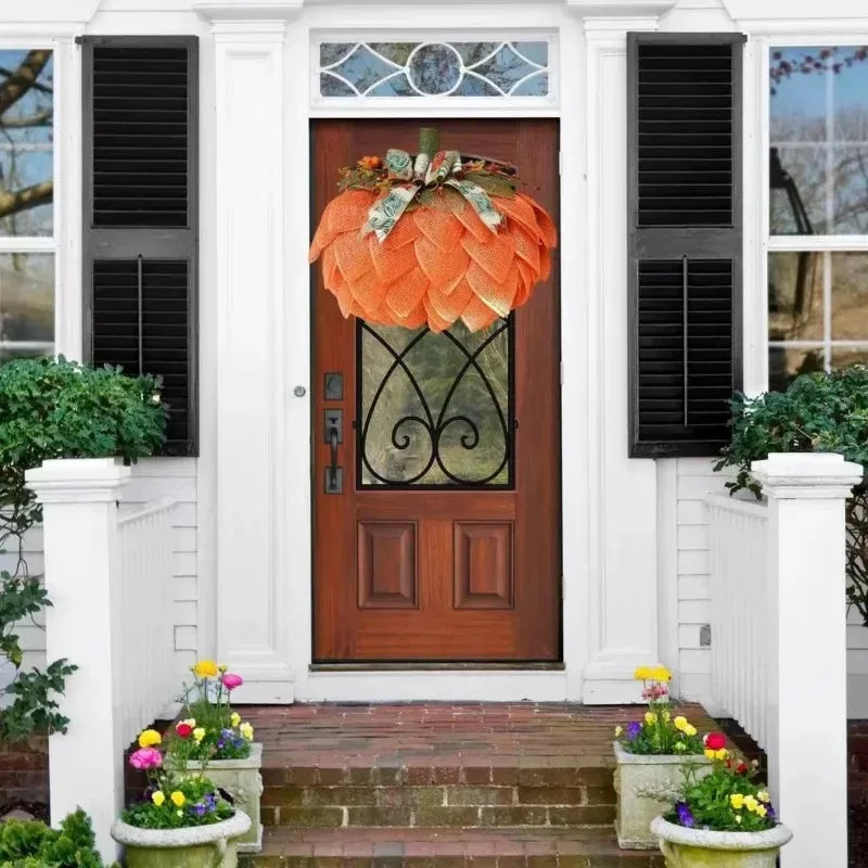 Christmas Pumpkin Wreath Harvest Door Decor