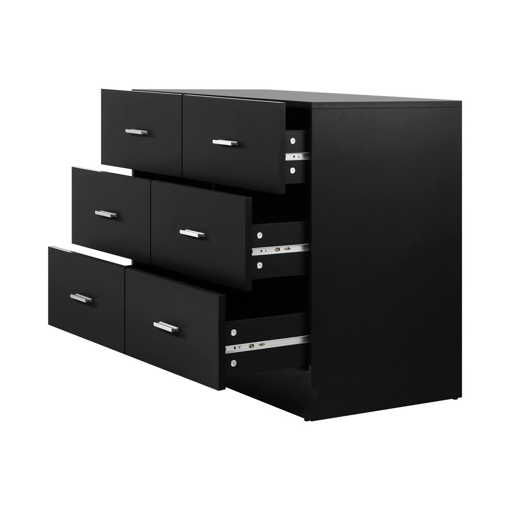 NNEED 6 Chest of Drawers Aluminum Handles Black