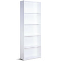 Modern 5-Tier Bookcase Storage Shelf in White Wood Finish