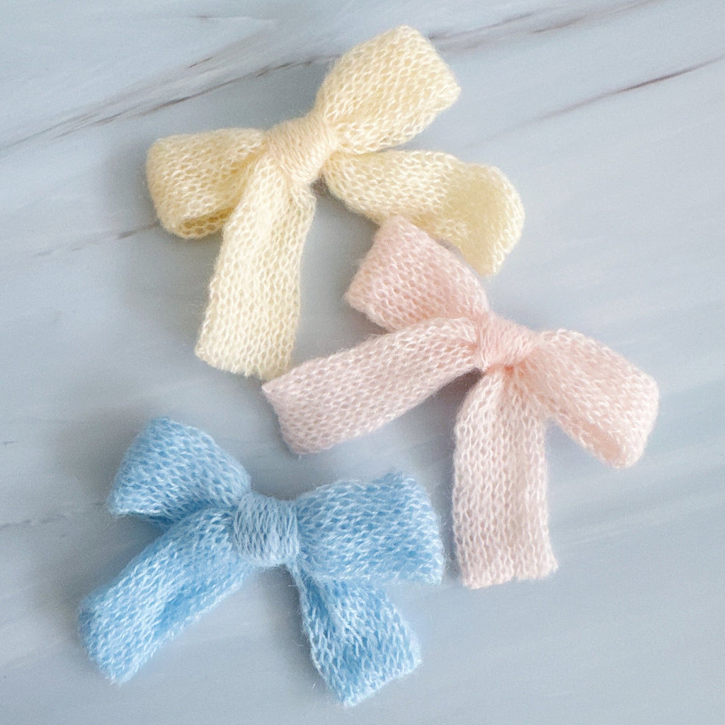 Cozy Knit Bow Hair Clip Set – Pastel Charm Accessories